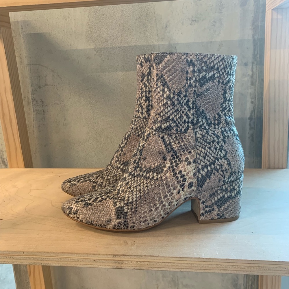 Leather snake print boots